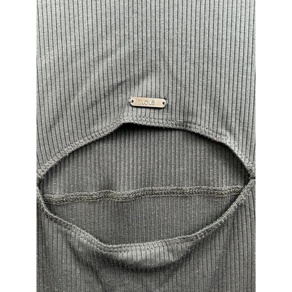 Lolë‎ Black Ribbed Sleeveless Dress Womens L Back Cutout Athleisure Minimalist - Picture 3 of 9